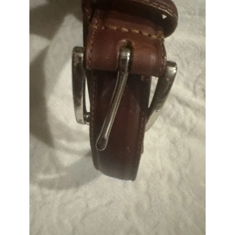 RL RALPH LAUREN WOMEN'S  BROWN LEATHER  BELT Dz 38/95 BRASS USED READ